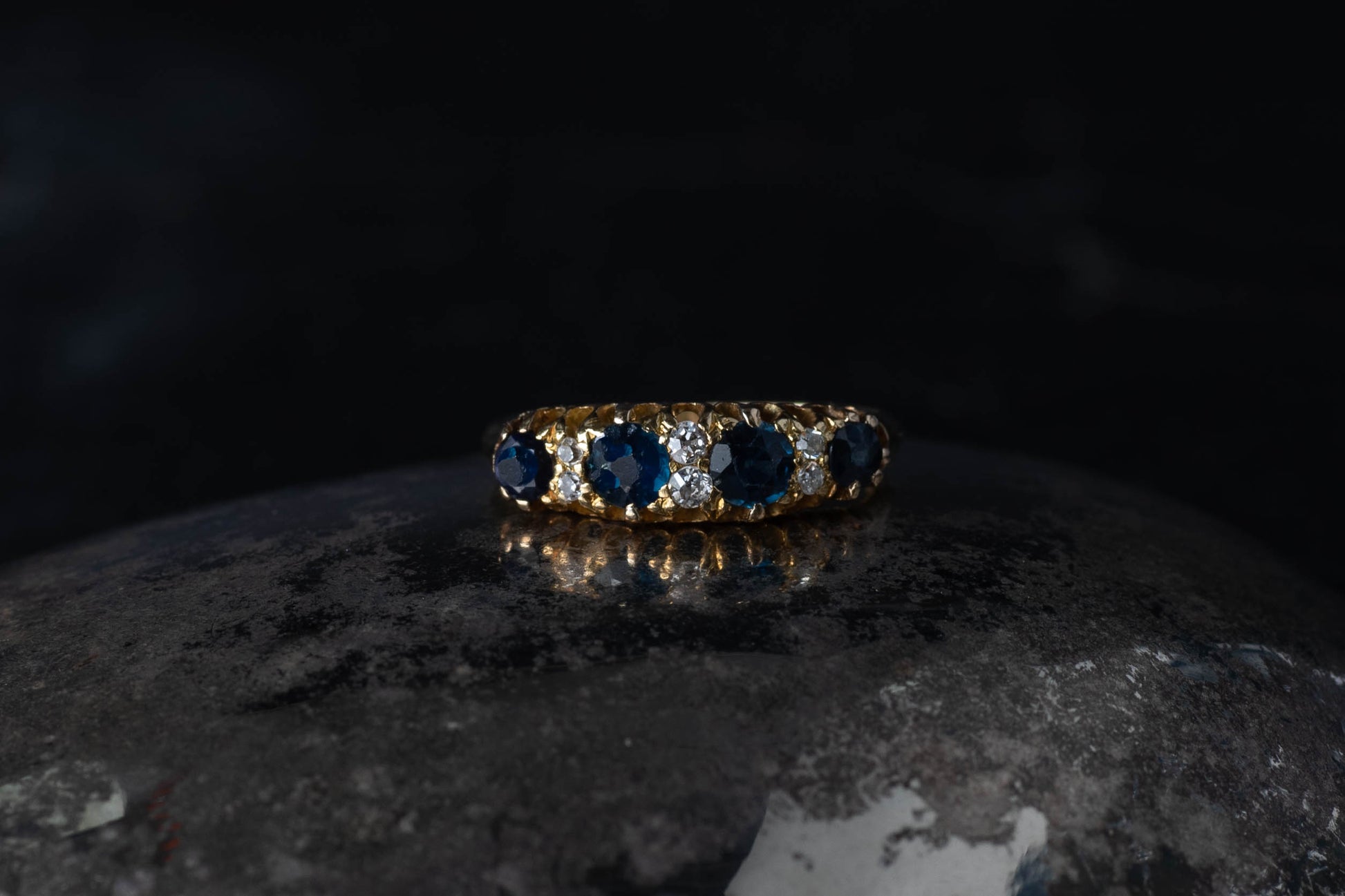 Antique Sapphire and Diamond Band
