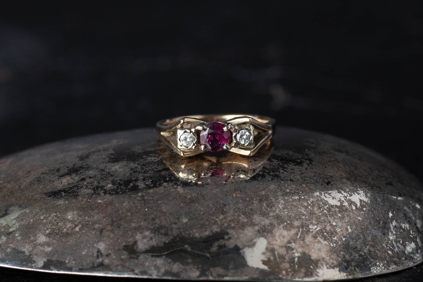 Ruby and Diamond Three Stone Ring