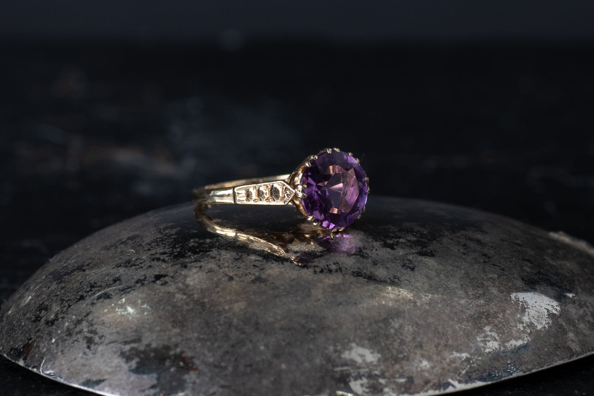 Amethyst Solitaire Ring — view 2