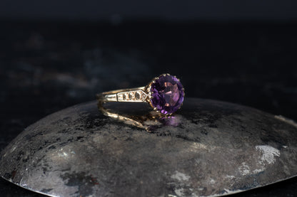 Amethyst Solitaire Ring — view 2