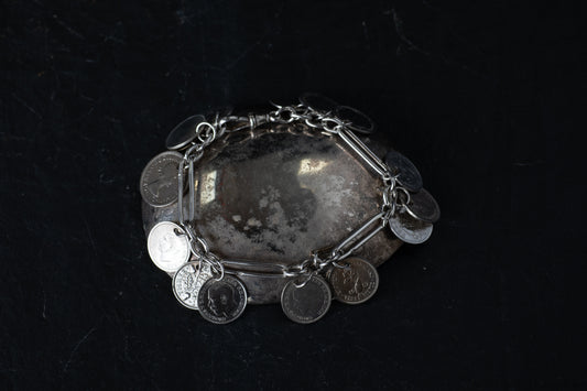 Silver Coin Charm Bracelet