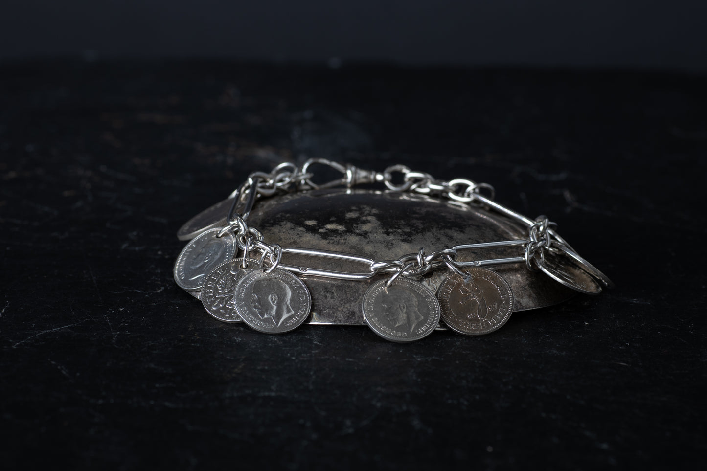Silver Coin Charm Bracelet — view 2