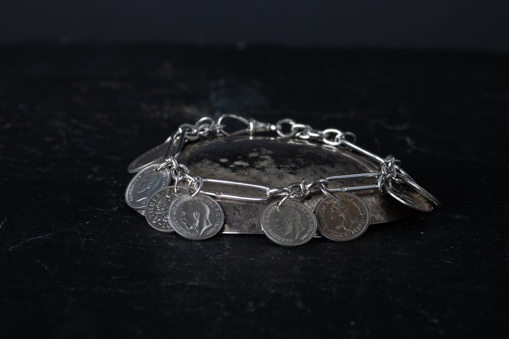 Silver Coin Charm Bracelet — view 2
