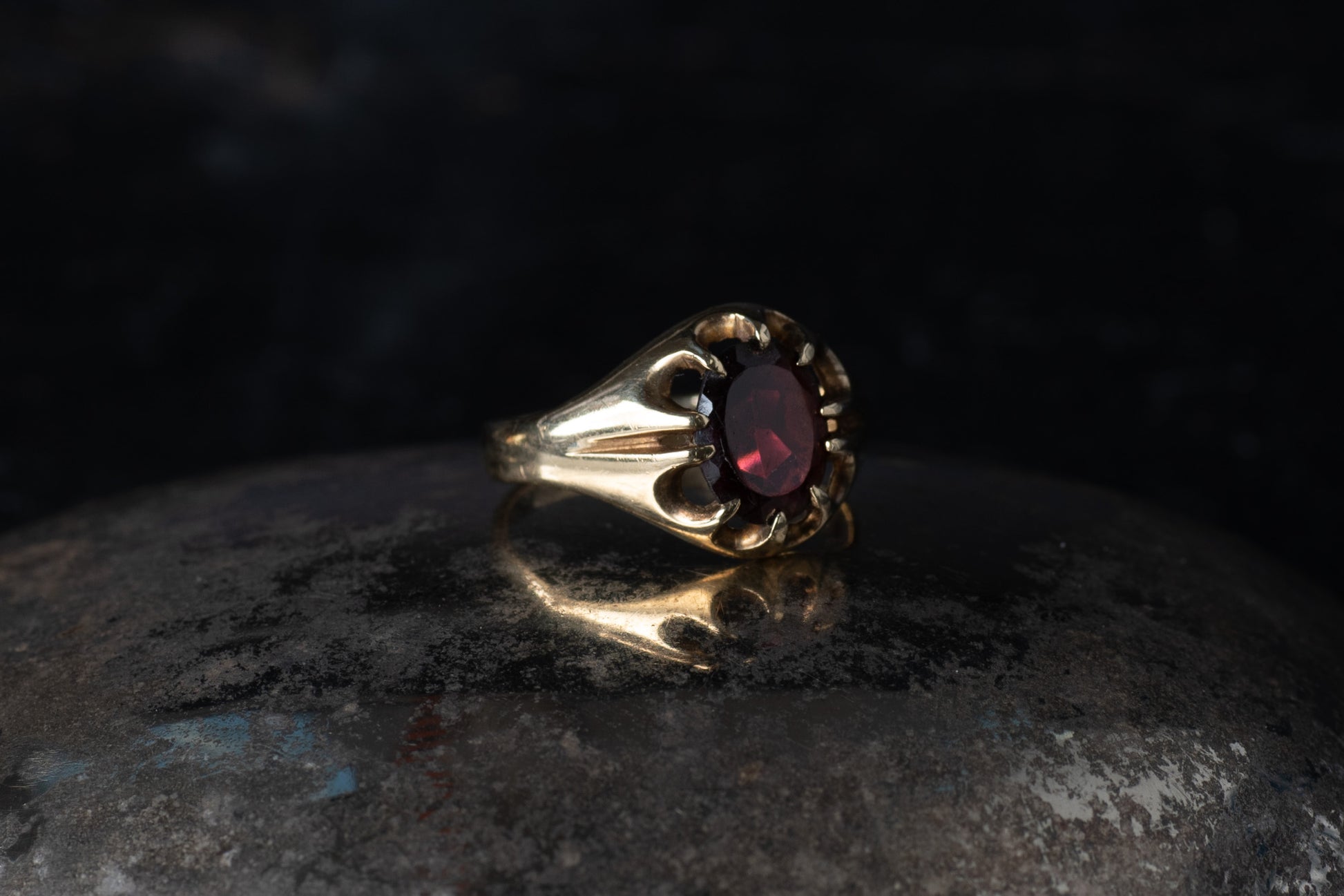 Garnet Solitaire Ring — view 2