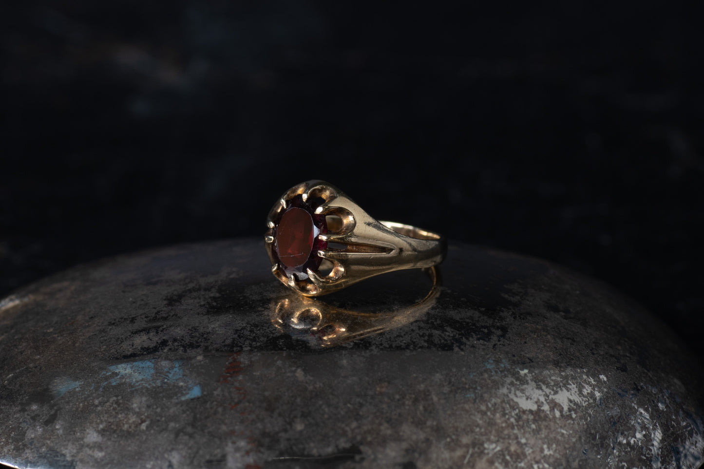 Garnet Solitaire Ring — view 3