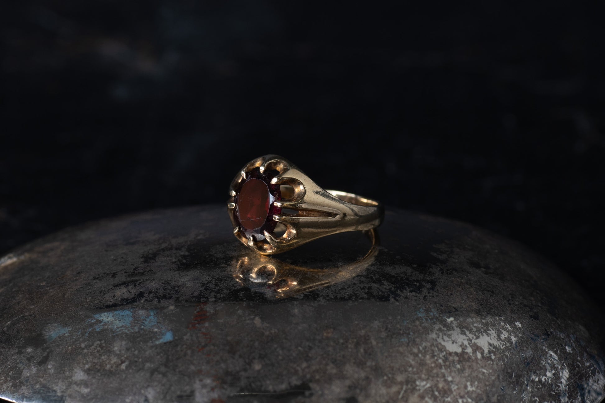 Garnet Solitaire Ring — view 3