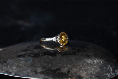 Oval Citrine Solitaire Ring — view 2