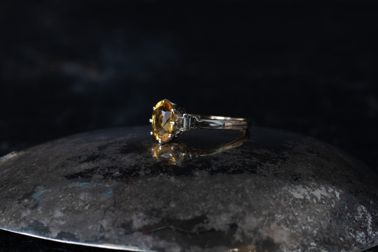 Oval Citrine Solitaire Ring — view 3