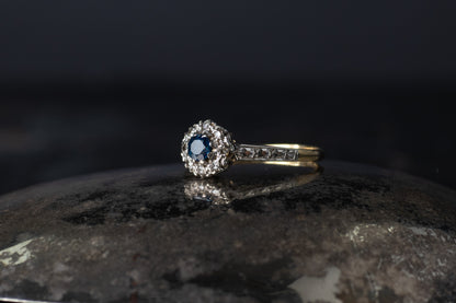 Sapphire and Diamond Cluster Ring — view 2