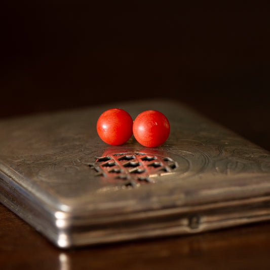 Vintage Gold Coral Stud Earrings