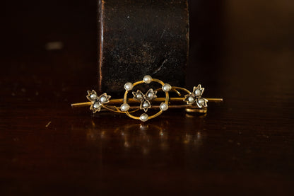 Seed Pearl Bar Brooch