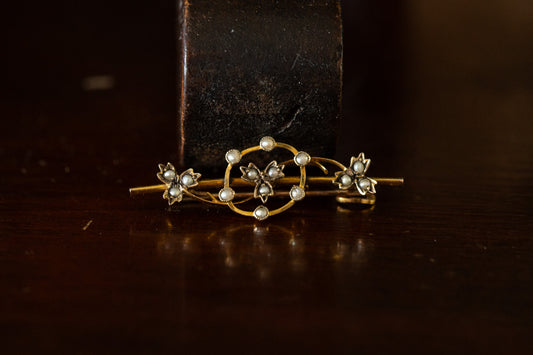 Seed Pearl Bar Brooch
