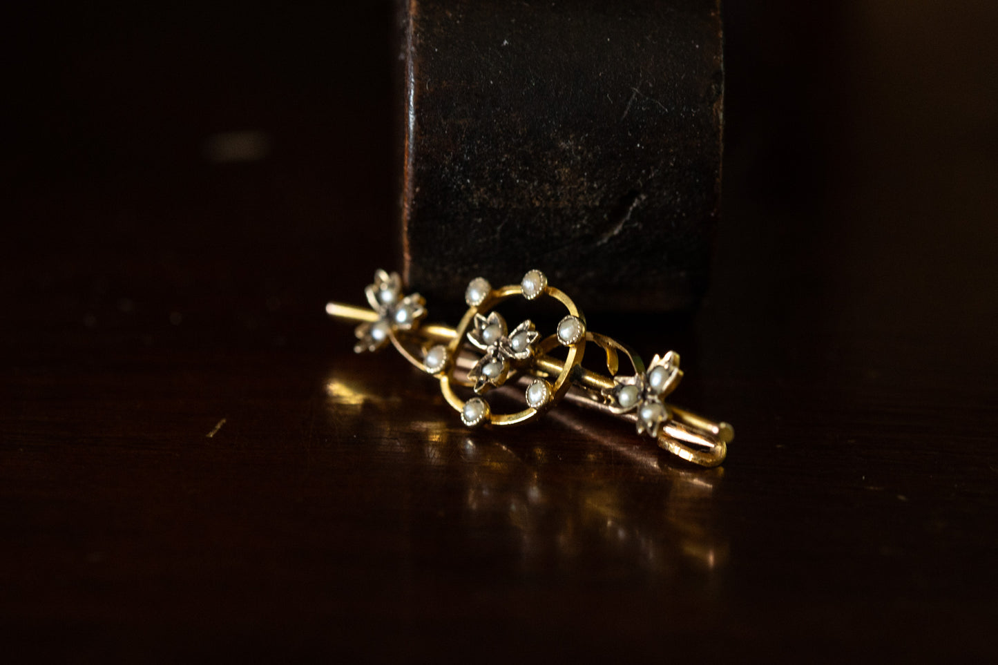 Seed Pearl Bar Brooch