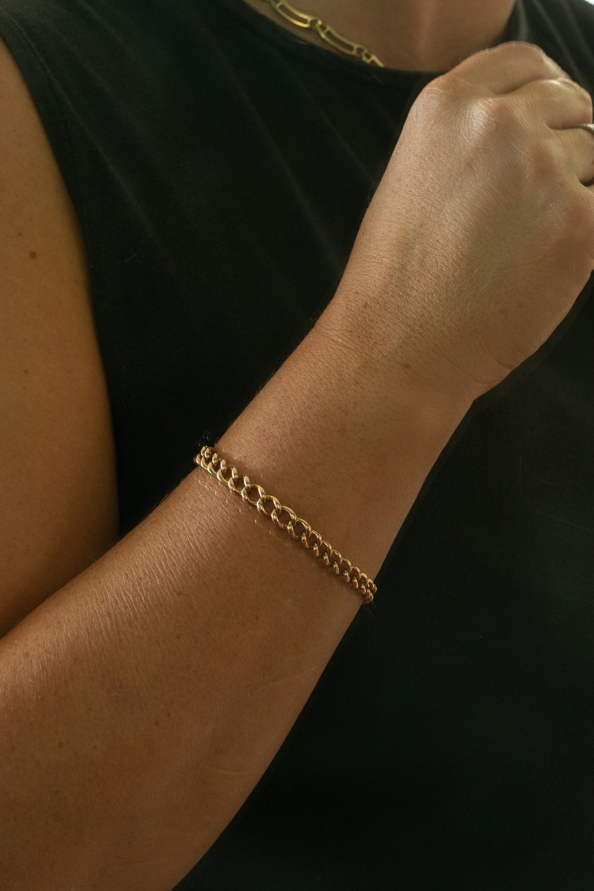 Rose Gold Solid Curb Link Bracelet