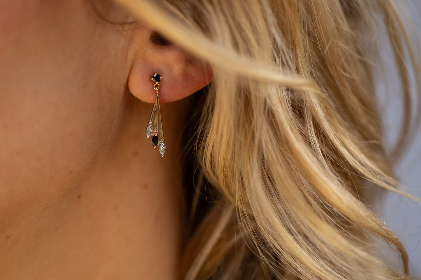 Sapphire and Diamond Drop Earrings