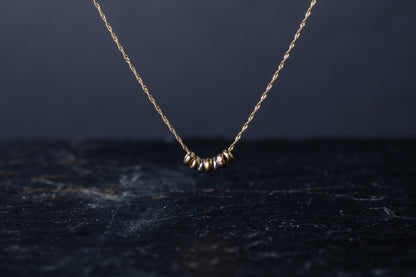 Three Tone Gold Slider Necklace — view 2