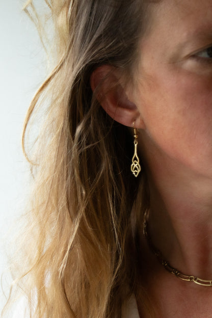 Gold Lattice Drop Earrings