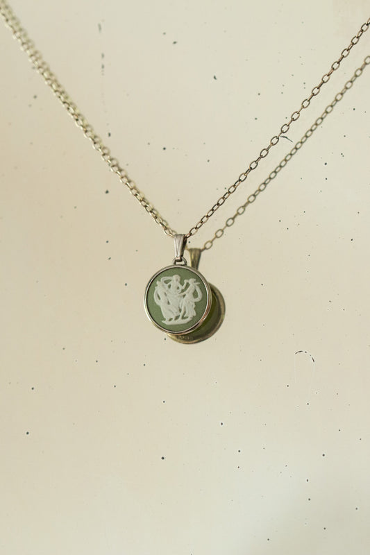Silver Sage Wedgwood Pendant and Chain