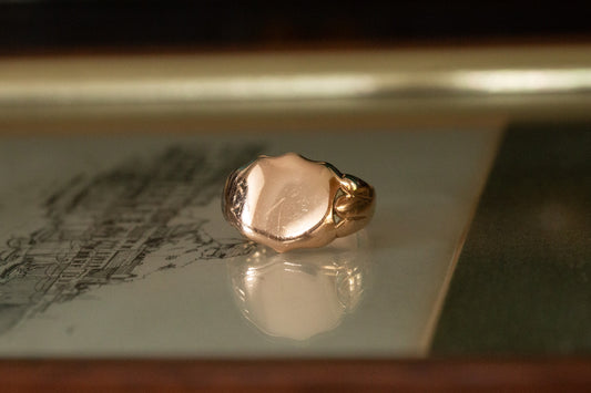 Rose Gold Shield Head Signet Ring