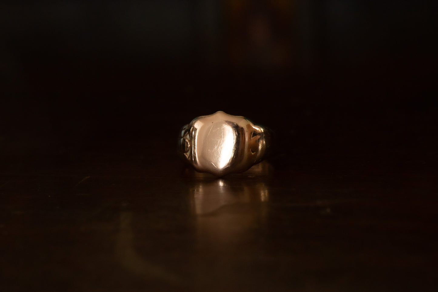 Rose Gold Shield Head Signet Ring