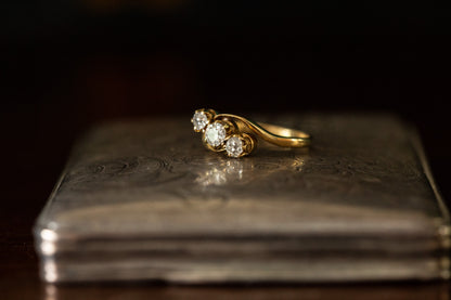 Vintage Diamond Three Stone Twist Ring
