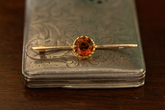 Orange Zircon Bar Brooch