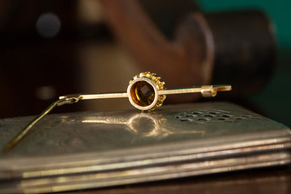 Orange Zircon Bar Brooch