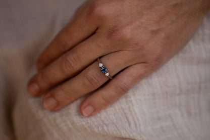 Sapphire and Diamond Three Stone Ring — view 2
