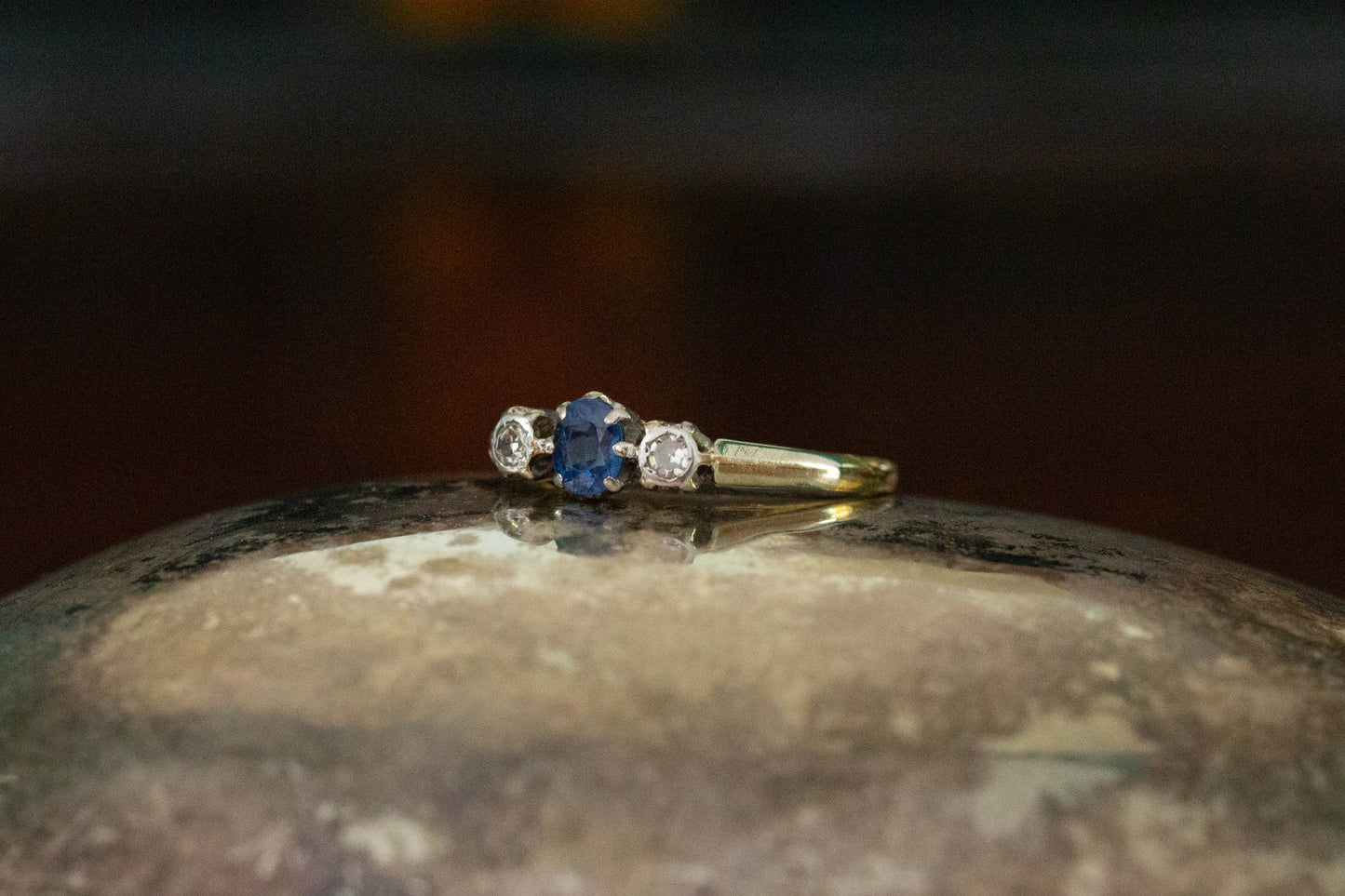 Sapphire and Diamond Three Stone Ring — view 3