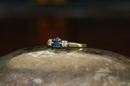Sapphire and Diamond Three Stone Ring — view 3