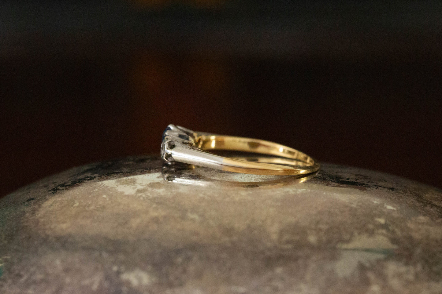 Sapphire and Diamond Three Stone Ring — view 4