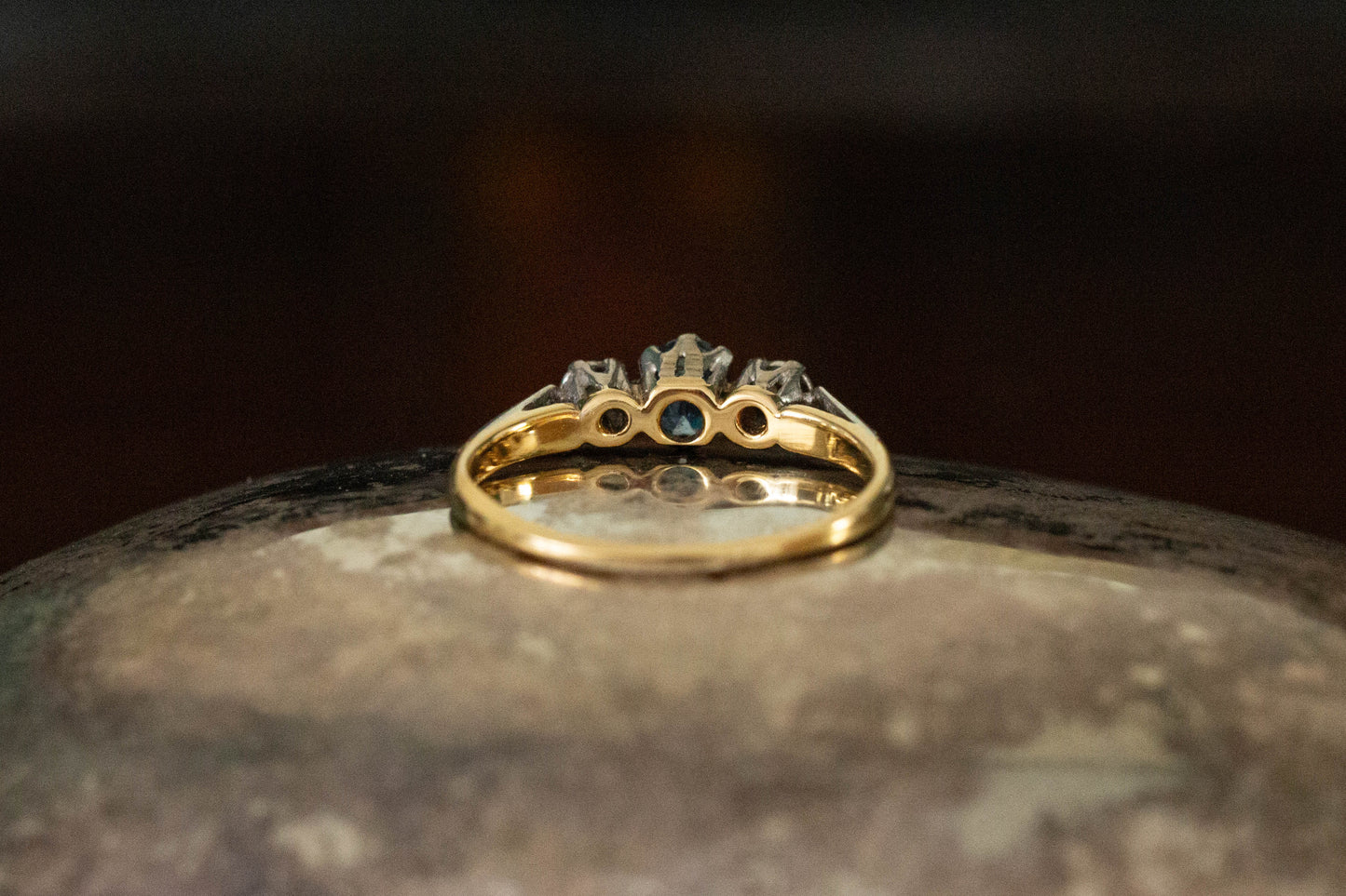 Sapphire and Diamond Three Stone Ring — view 5