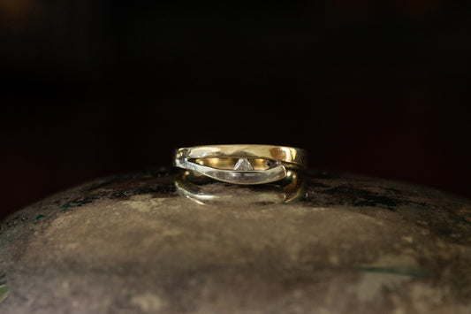 Gold Band with Triangular Diamond
