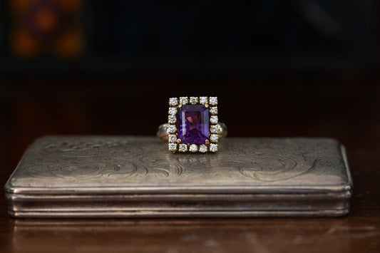 Amethyst and Diamond Cluster Ring