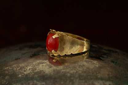 Coral Solitaire Ring — view 3