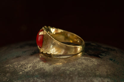 Coral Solitaire Ring — view 4