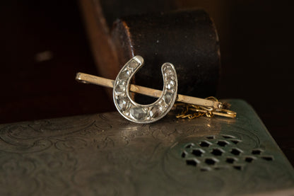 Victorian Rose Cut Diamond Horseshoe Bar Brooch
