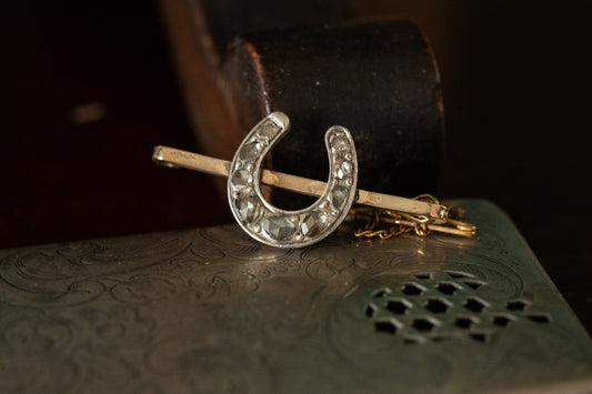 Victorian Rose Cut Diamond Horseshoe Bar Brooch