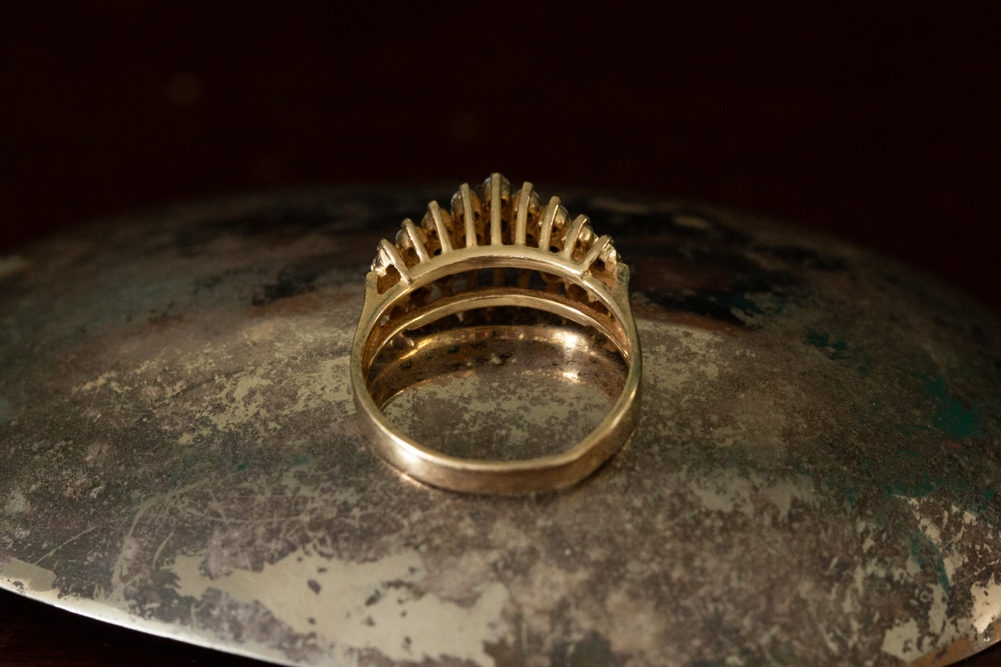 Emerald and Diamond Triple Row Dress Ring — view 5