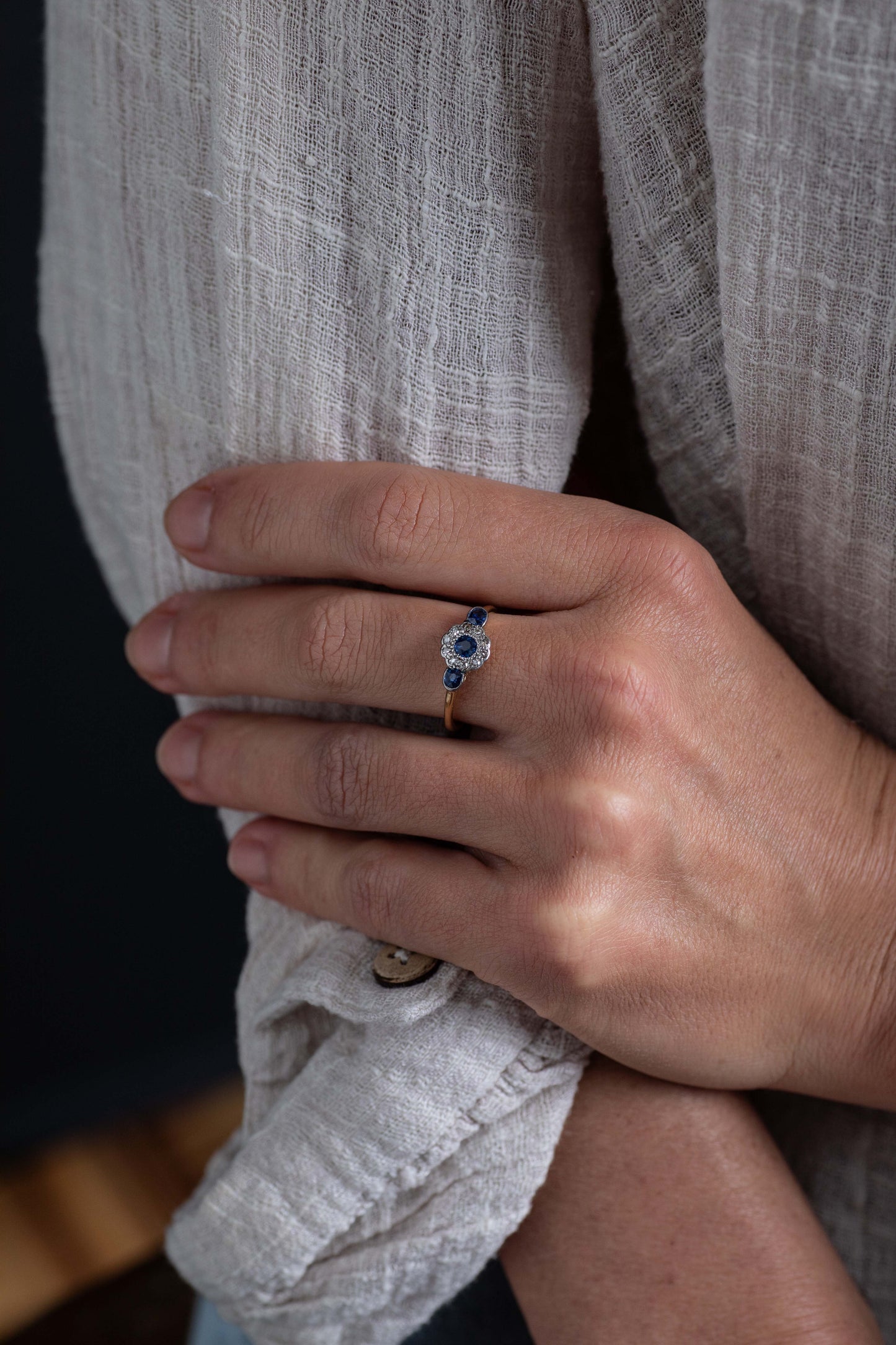 Sapphire and Diamond Dress Ring — view 2