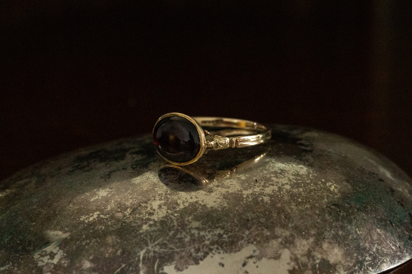 Cabochon Garnet Solitaire Ring — view 3