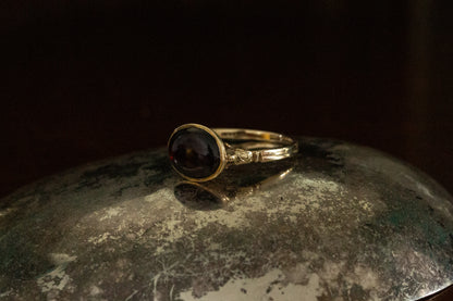 Cabochon Garnet Solitaire Ring — view 3