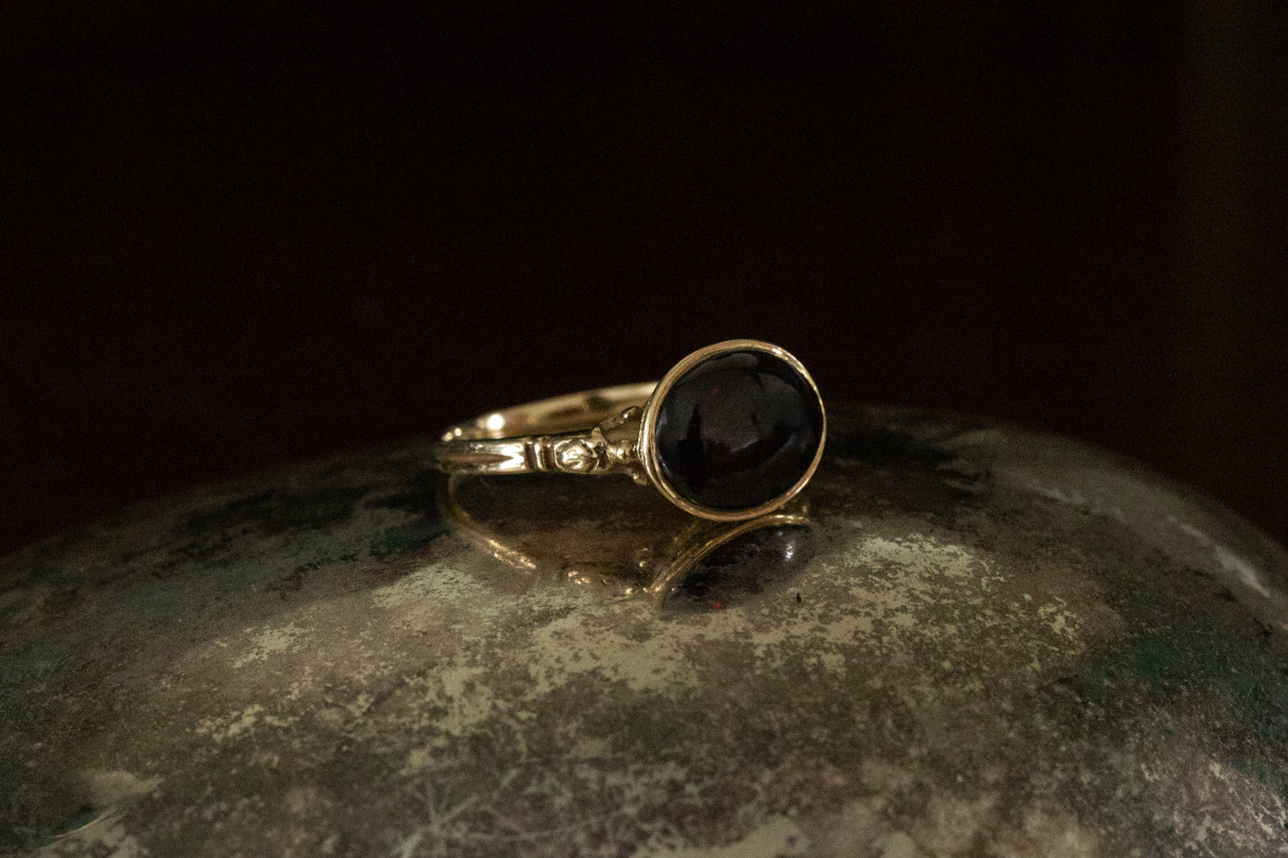 Cabochon Garnet Solitaire Ring — view 6