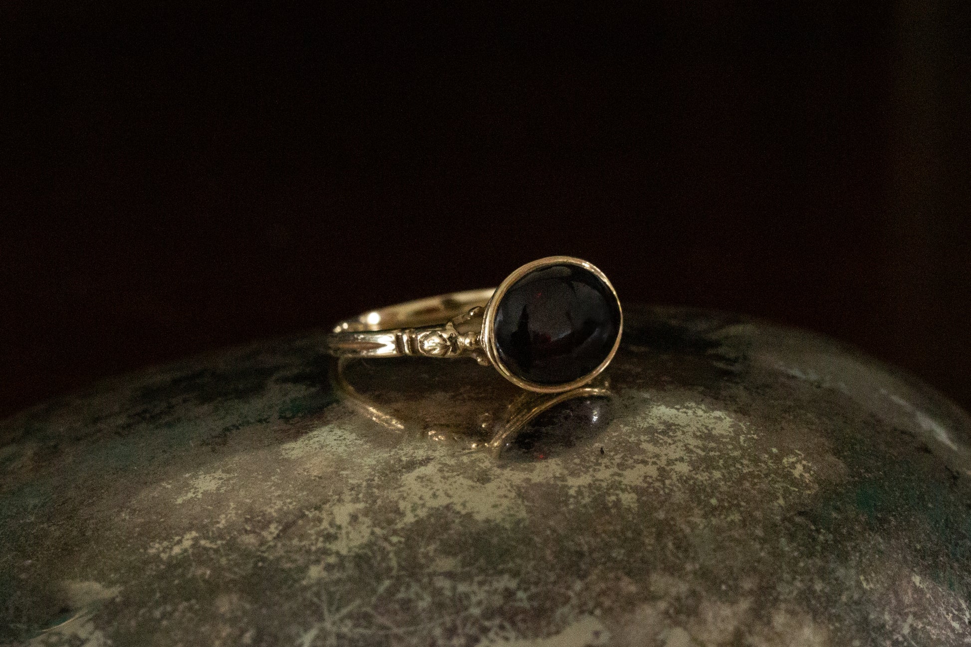 Cabochon Garnet Solitaire Ring — view 6