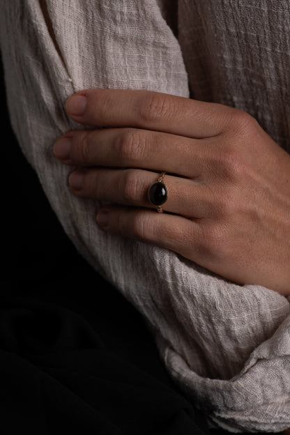 Cabochon Garnet Solitaire Ring — view 4