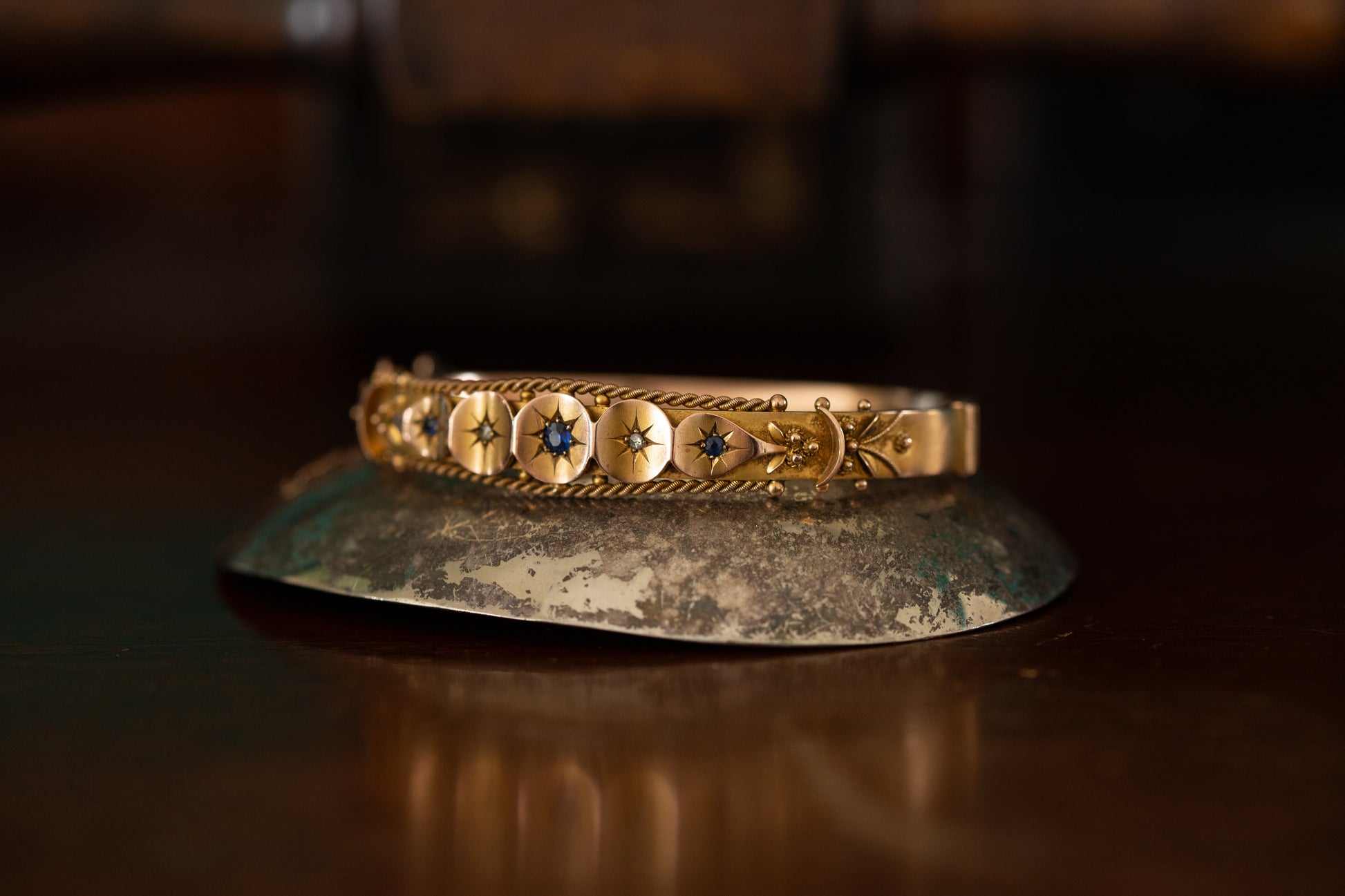 Edwardian Sapphire and Diamond Bangle — view 3