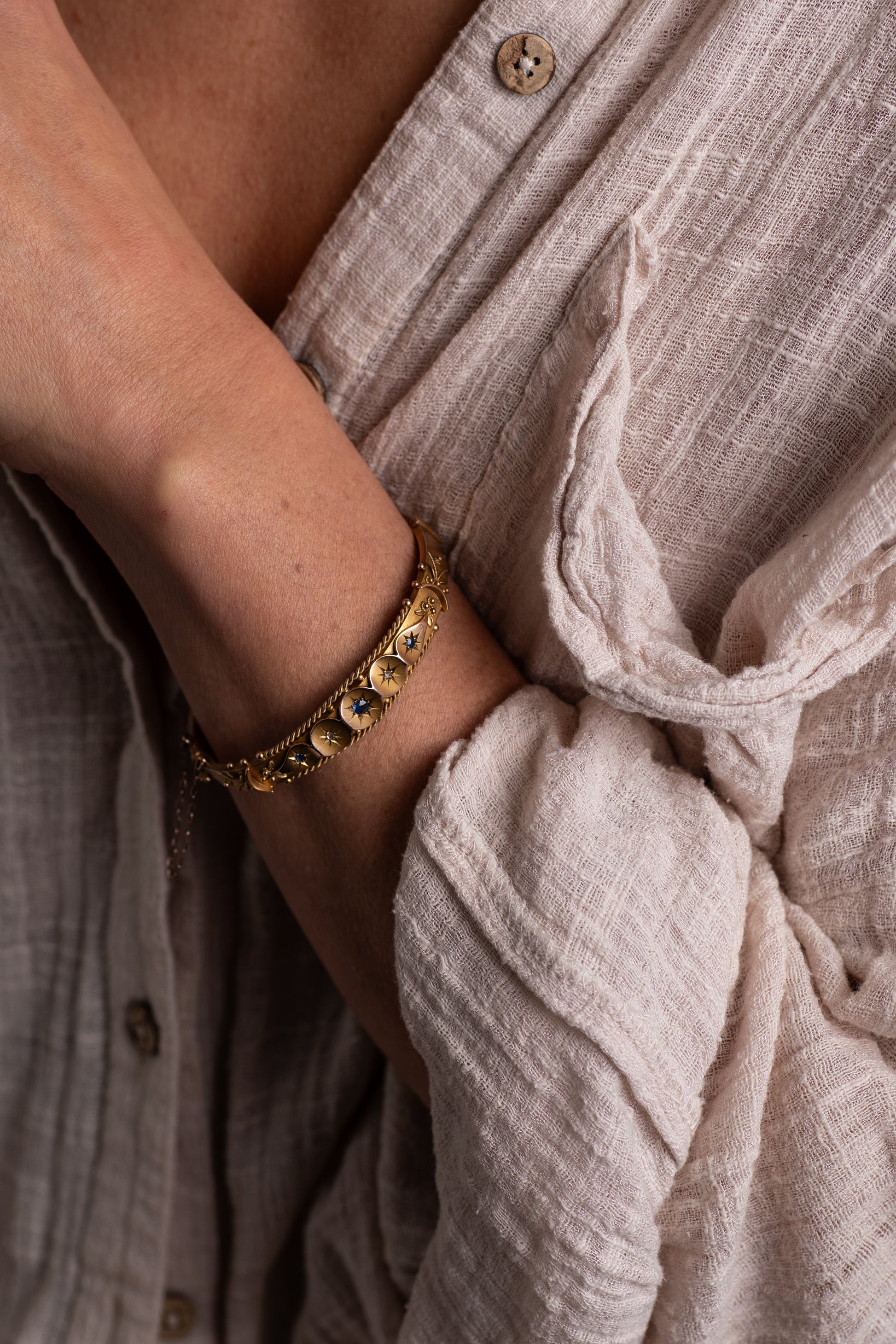 Edwardian Sapphire and Diamond Bangle — view 2