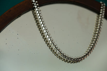 Antique Solid Silver Belcher Necklace With Beaded Edges