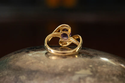 Amethyst and Diamond Twist Ring — view 5