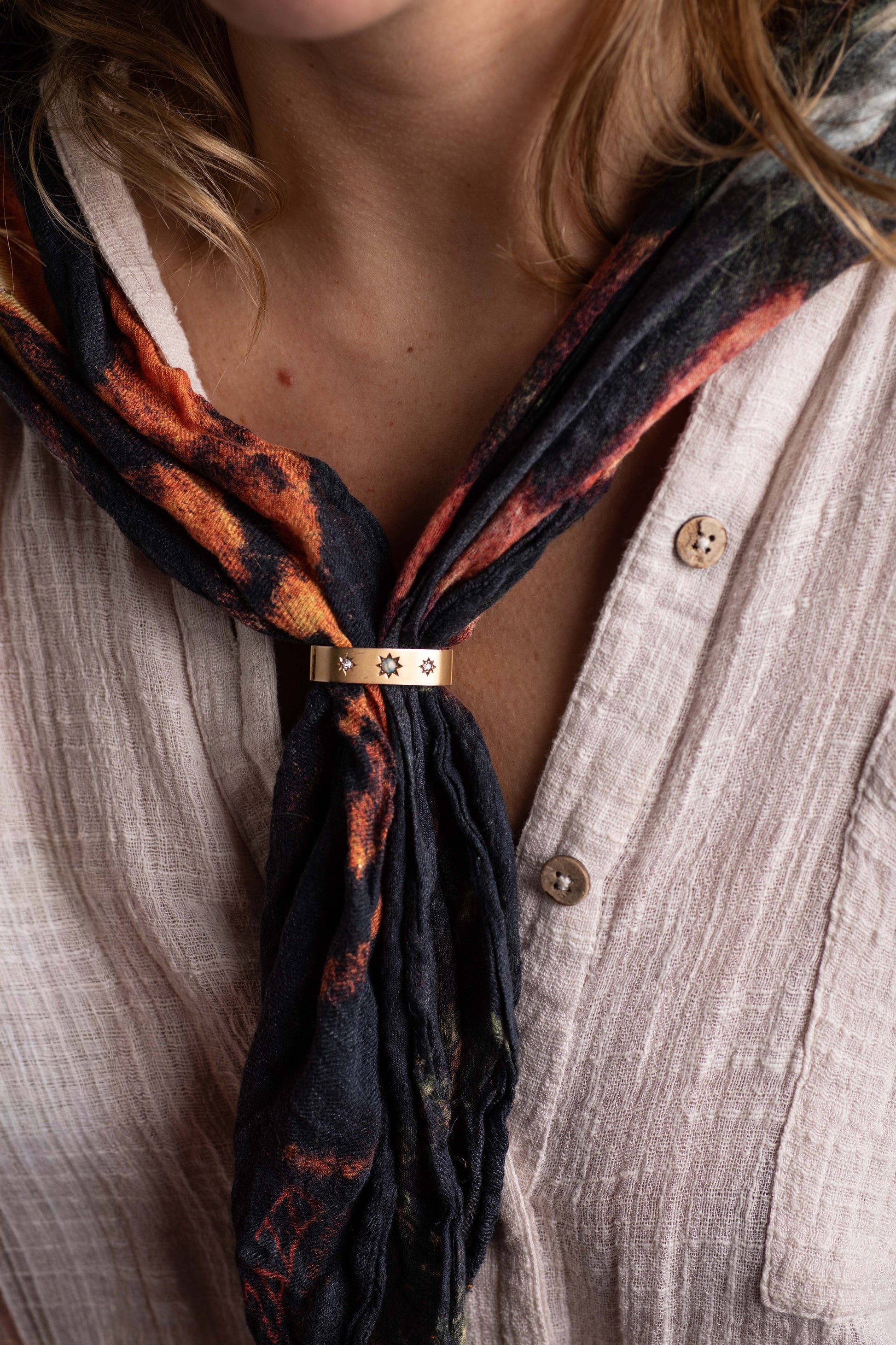 Edwardian Opal and Diamond Set Scarf Clip — view 2